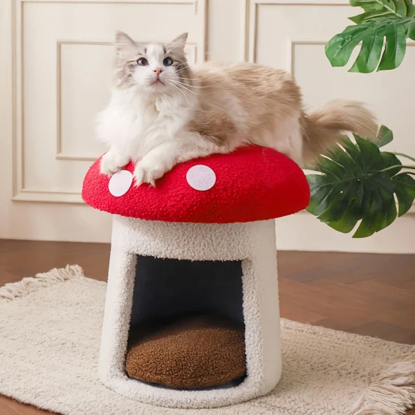 Mushroom Cat Bed Chocolate Biscuit