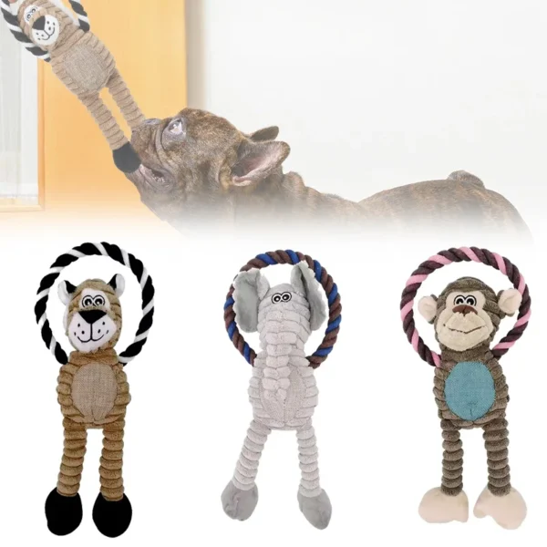 Dog Plush Toys Squeaky Animal Toys Lion Elephant Monkey