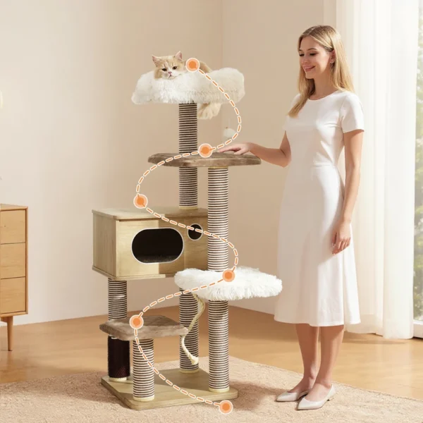 53 Inch Cat Tree Multi-Tier Climbing Frame
