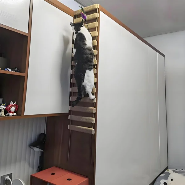 39.4" Cat Bridge for Cage Sisal Rope Ladder Wooden