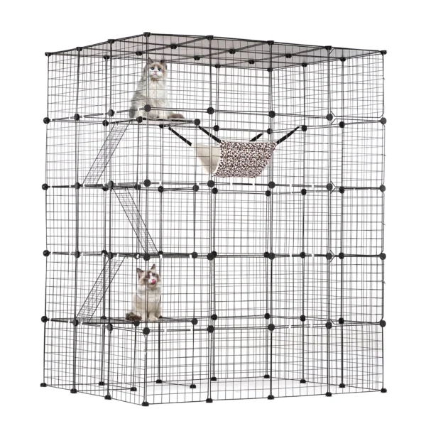 SucceBuy Large Cat Cage Detachable Metal Wire